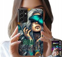 ETUI DO SAMSUNG GALAXY S21 Ultra - ANTI SOCIAL, BUTTERFLY, MOTYLEK, KOBIECE