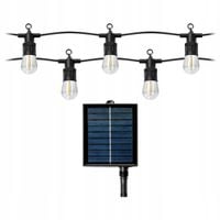 GIRLANDA SOLARNA OGRODOWA LAMPKI SOLARNE 10m + 10x ŻARÓWKA E27 LED FILAMENT