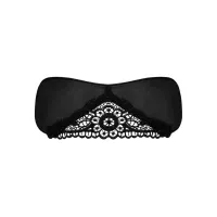 obsessive satinia mask czarna - satynowa maska z koronką, wiązana