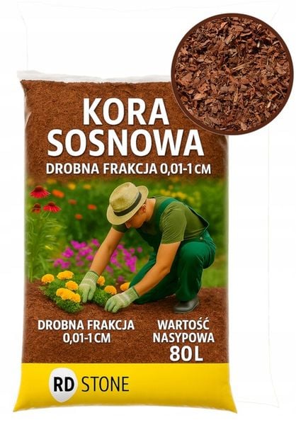 Kora Sosnowa Drobna 80L ściółka naturalna do ogrodu ochrona roślin zdjęcie 1