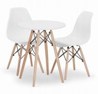 Zestaw stół okrągły TODI 60 cm 2 krzesła OSAKA białe do jadalni kuchni