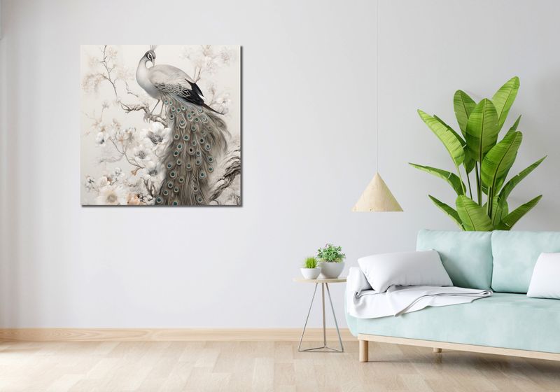 Obraz 90x90cm Pawia Gracja zdjęcie 2