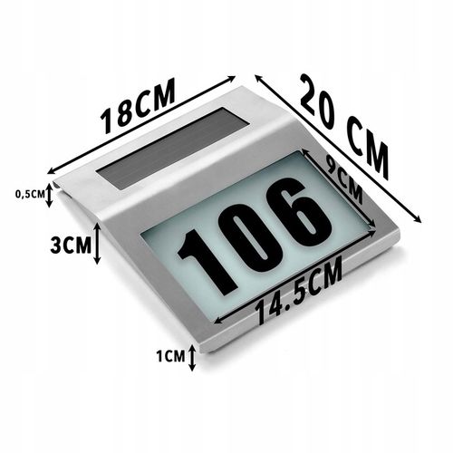 PODŚWIETLANY NUMER DOMU TABLICZKA LAMPA LED SOLARNA CZUJNIK STAL na Arena.pl