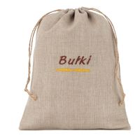Lniany Worek na Bułki z Haftem 26x36 cm – Naturalny Len z Podszewką