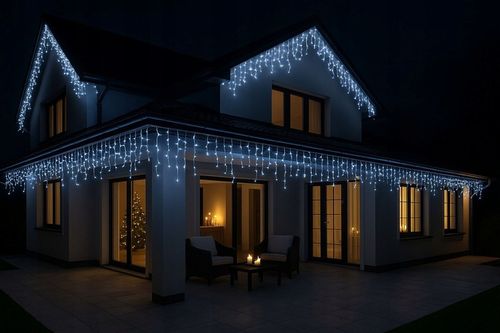 SOPLE 300 LED BIAŁE ZIMNE ZEWNĘTRZNE CHOINKOWE Świąteczne sople dekoracja na Arena.pl