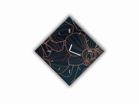 ZEGAR SZKLANY ROMB - Miedziane kwiaty