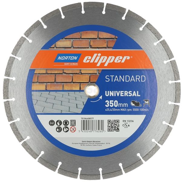 NORTON CLIPPER TARCZA DIAMENTOWA UNIWERSALNA NORTON CLIPPER CLASSIC UNIVERSAL LASER 350-10X3 350mm X 25,4mm OFICJALNY DYSTRYBUTOR - AUTORYZOWANY DEALER NORTON CLIPPER zdjęcie 1
