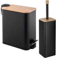 Zestaw łazienkowy YOKA HOME – kosz na śmieci + szczotka do WC BLACK