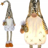 SKRZAT świąteczny KRASNAL gnom Mikołaj 78 cm DUŻY biały Świecący JUMI