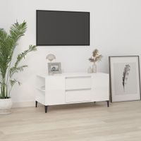 Szafka pod TV, wysoki połysk, biała, 102x44,5x50 cm