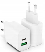 Ładowarka sieciowa 20W biały USB-A/USB-C 3sztuki