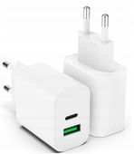 Ładowarka sieciowa 20W biały USB-A/USB-C 3sztuki
