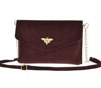 Laura Biaggi - torebka wizytowa kopertowa pszczoła burgund zamsz MG152