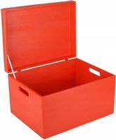 Pudełko drewniane czerwone z uchwytami 40x30x24 cm