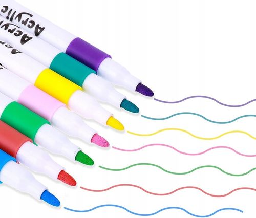 MARKERY AKRYLOWE 24 KOLORY PISAKI FLAMASTRY DO KAMIENI DREWNA TKANIN SZKŁA na Arena.pl