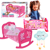 Kołyska Dla Lalek Rozkładana Różowa Technok Doll Bed 4524