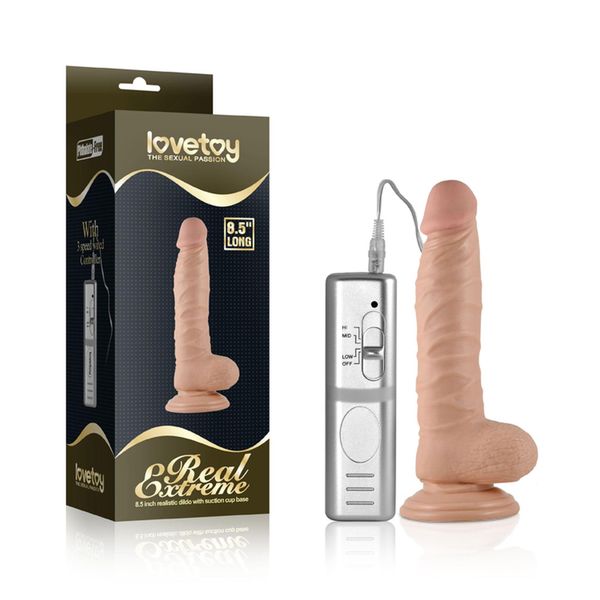 8.5"" Real Extreme Vibrating Dildo Flesh zdjęcie 1