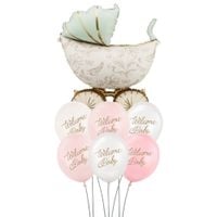 Zestaw balonów na powitanie dziecka Welcome Baby różowo-beżowy