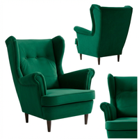 Fotel uszak skandynawski zielony welur welwet cieniujący Ari Family Meble