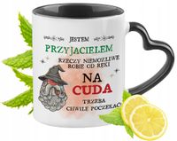 Dla Przyjaciela Kubek Czarny Z Uszkiem W Kształcie Serca Na Prezent