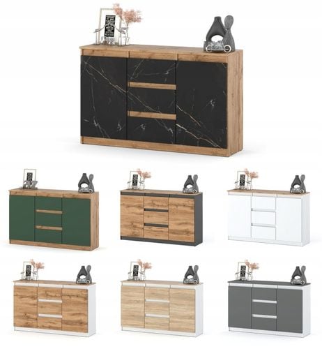 Komoda 120cm szafka z szufladami Antracyt Wotan Aga lux do salonu duza na Arena.pl