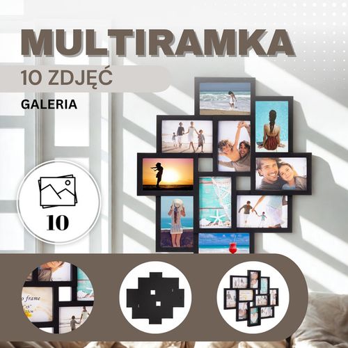 Ramka na zdjęcia 10 zdjęć multiramka 10x15 czarna na Arena.pl