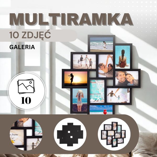 Ramka na zdjęcia 10 zdjęć multiramka 10x15 czarna zdjęcie 2