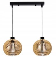 Lampa wisząca CZARNA żyrandol zwis sufit klosz drewno kula gęsta na 2x E27