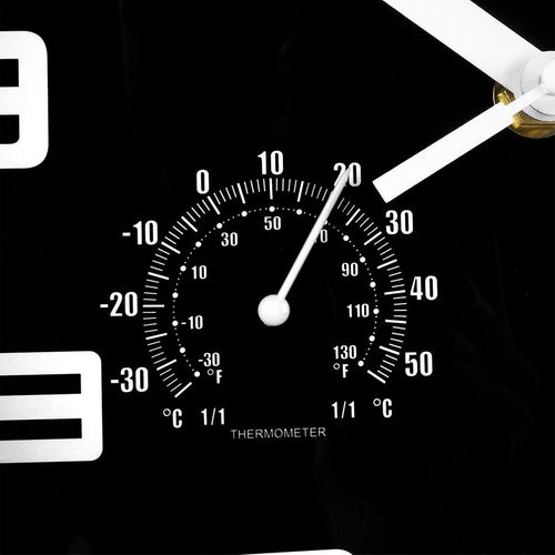 Zegar Ścienny z Termometrem Higrometrem Wiszący na Ścianę Czarny Biały 25cm na Arena.pl