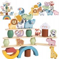 UKŁADANKA W STOSY BALANSUJĄCE DREWNIANE ZWIERZĄTKA MONTESSORI WOOPIE GREEN