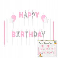 ŚWIECZKI URODZINOWE RÓŻOWE NA IMPREZĘ URODZINOWĄ DEKORACJA 21 SZT
