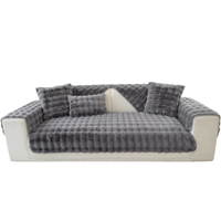 Pokrowiec na sofę kanapę antypoślizgowy pluszowy szary narzuta 90x240cm