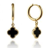 kolczyki ze stali szlachetnej pozłacane 14k złotem, wiszące czarna