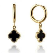 kolczyki ze stali szlachetnej pozłacane 14k złotem, wiszące czarna