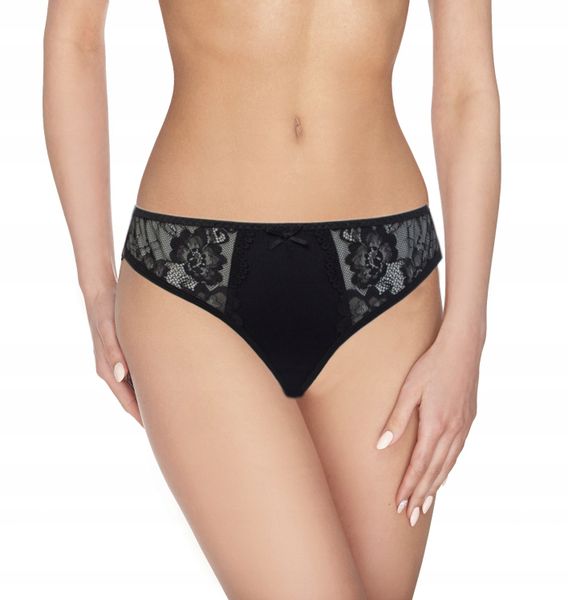 Ewana 006 Koronkowe Delikatne Stringi Czarny XL zdjęcie 3
