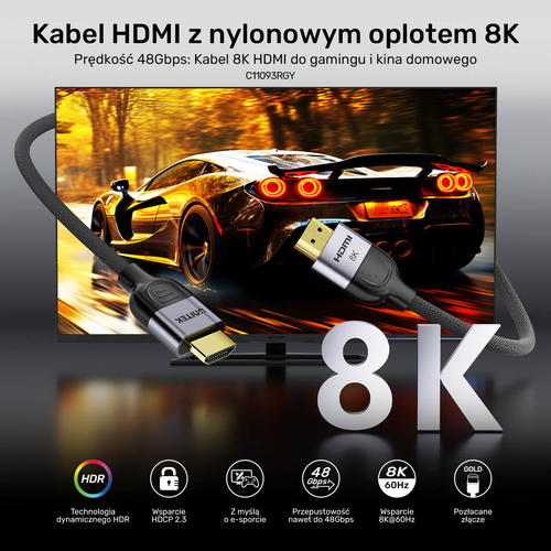 Unitek przewód 8K LUX HDMI 2.1 oplot 3 M na Arena.pl