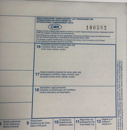 cmr list przewozowy 100 kartek - 4 odcinki - 25 kompletów - numeracja na Arena.pl