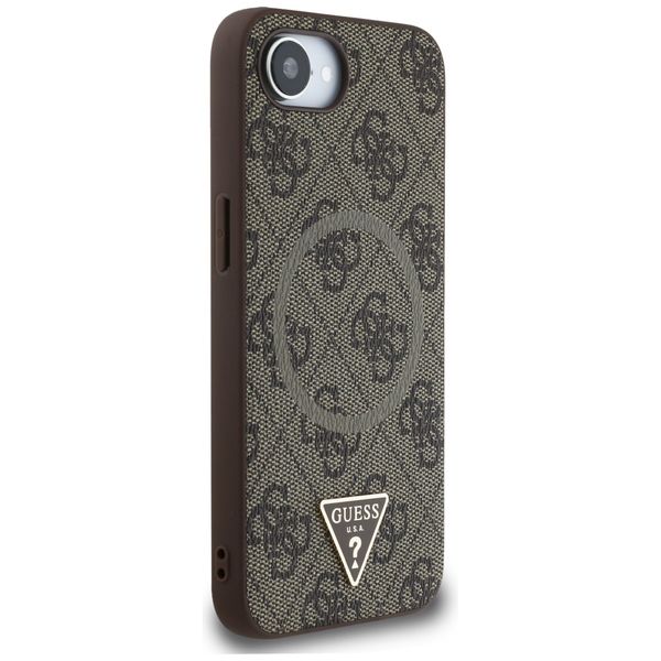 etui guess 4g ring triangle logo magsafe do iphone 16e brązowy zdjęcie 4