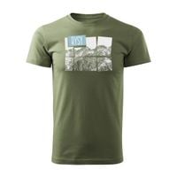 Koszulka z górami w góry turystyczna z Tatrami Tatry Rysy Rysami trekkingowa męska khaki REGULAR M