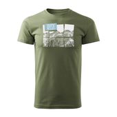 Koszulka z górami w góry turystyczna z Tatrami Tatry Rysy Rysami trekkingowa męska khaki REGULAR XXL