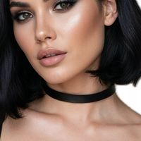 Choker na szyję czarny skóry naturalnej glamour naszyjnik gruby ekskluzywny