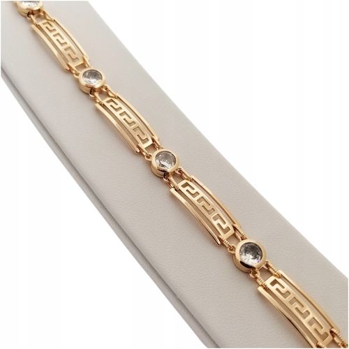 ZŁOTA BRANSOLETKA DAMSKA ZE STALI CHIRURGICZNEJ Z CYRKONIAMI GRECKA+GRATISY na Arena.pl