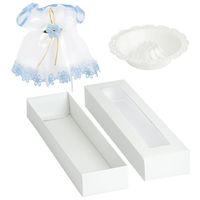 Biały stroik na świece do chrztu, komunii + okapnik SS-03 + pudełko