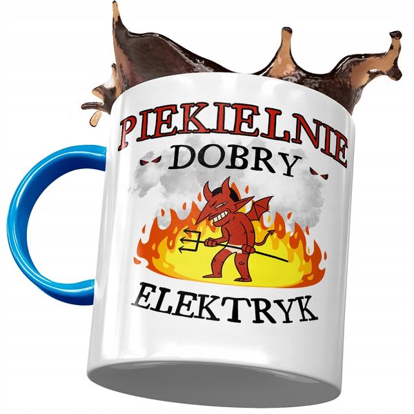 Kubek Błękitny Dla Elektryka Piekielnie Dobry Z Nadrukiem Ze Zdjęciem zdjęcie 1