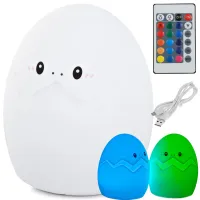 Lampka nocna LED jajko RGB z pilotem USB dla dzieci zapewniająca kolorową zabawę