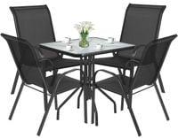 Stół kwadrat ISLAND 70cm + 4x Krzesło SOFIA czarne