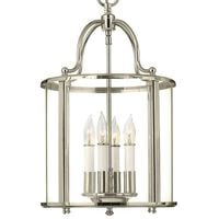 Świecznikowa LAMPA wisząca HK-GENTRY-P-M-PN Elstead HINKLEY szklana OPRAWA okrągły ZWIS na łańcuchu nikiel przezroczysty