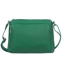 VERA PELLE torebka damska skórzana listonoszka z paskiem V535 zielona