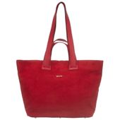 VEZZE torebka damska zamszowa shopper z długimi rączkami V498 czerwona