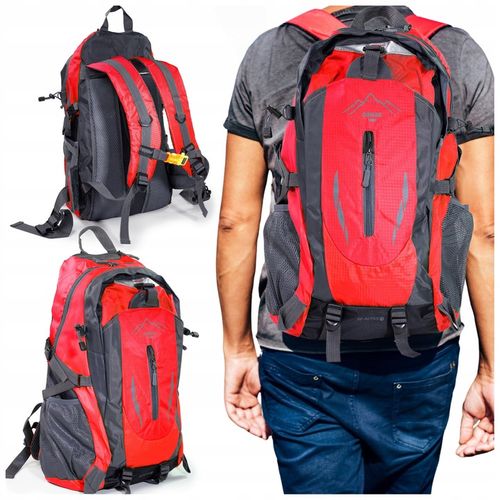 PLECAK TURYSTYCZNY 40L WYCIECZKOWY TREKKINGOWY PODRÓŻNY W GÓRY CZERWONY na Arena.pl